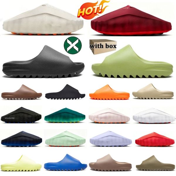 Free Shipping Designer slides for men slippers 001 onyx Bone Azure Flax Pure Ochre glow green Resin Soot womens sandals solid slide slipper sandal - Shoes & Accessories - zorviavip