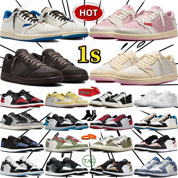 Designer for Men Women 1 1s Basketball Shoes Sneakers Black Phantom Tropical Pink Sail Medium Olive Outdoor Sports Trainers Sneaker Original Box EUR 36-45 - Shoes & Accessories - zorviavip
