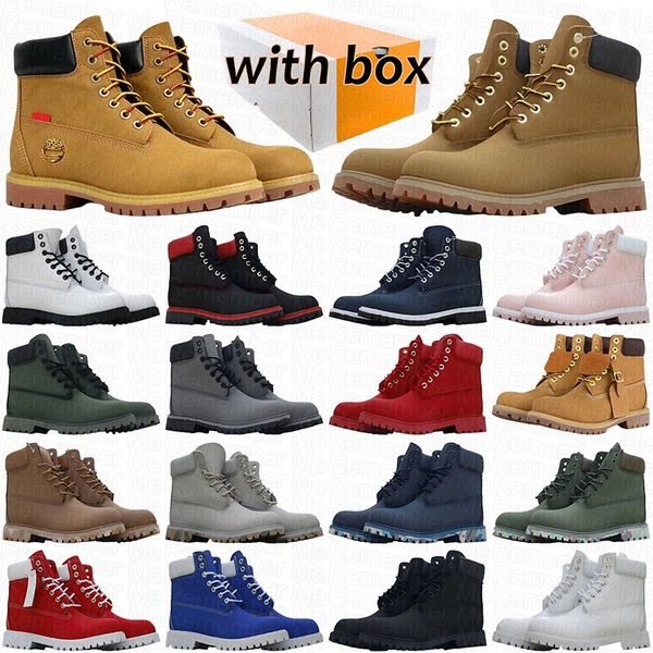 With Box Designer Boots Cowboy White Black Blue Pink Hiking Ankle Booties Men Women Winter Shoes tan bottom Platform Half Boot - Shoes & Accessories - zorviavip