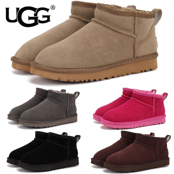 UGG Women's Classic Ultra Mini Snow Boots Suede Shearling Lined Flat Sole Anti-slip Warm Winter Ankle Boots Multiple colors - Shoes & Accessories - zorviavip