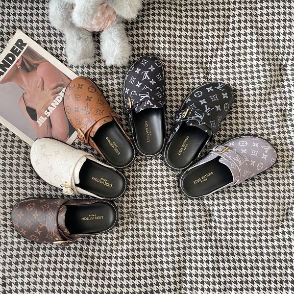 Louis Vuitton Cosy Flat Comfort Clog Easy Mule Women Gold Luxury Monogram Print Slipper Soft Flat Sole Outdoor Casual Walking Slippers Multiple colors - Shoes & Accessories - zorviavip
