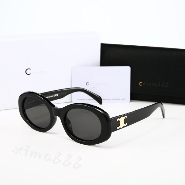 Designer Sunglasses Black Acetate Frame Dark Gray Lens Sunglasses For Women UV400 Nylon Lenses Polished Metal Luxury Sunglasses Oval Cat Eye Glasses - Bags, Shoes & Accs - zorviavip