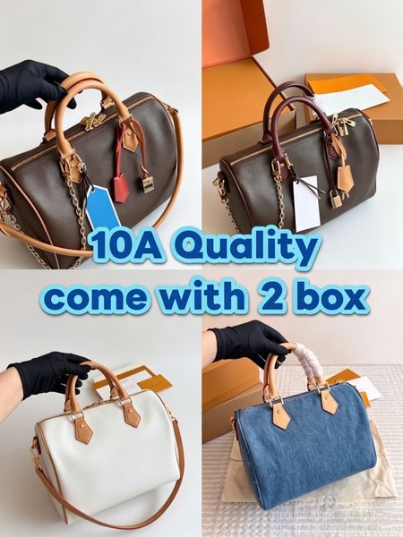 Women's Designer-Style Boston Duffle Bag Genuine Leather Classic Pattern Canvas Shoulder Bag Vintage Boston Crossbody Handbags Tote Fashion Purse Travel Bag PRPU - Bags, Luggage & Accessories - zorviavip
