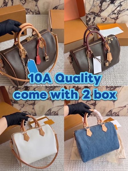 Premium Grade Womens Boston Duffle Bag Genuine Leather Classic Pattern Canvas Shoulder Bag Vintage Boston Crossbody Handbags Tote Fashion Purse Travel Bag PRPU - Bags, Luggage & Accessories - zorviavip