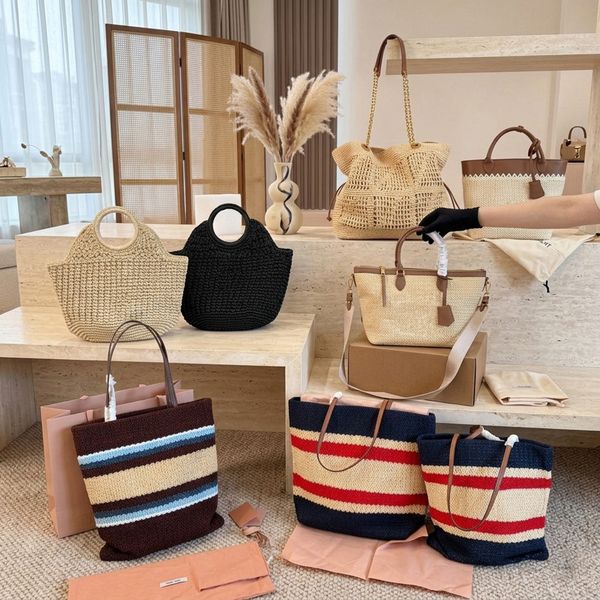 Designer Straw Beach Bags for Women Large Tote Women Crochet Handbags Summer Shoulder Bag Lady Travel Hobo Bag Purses Big Capacity Woven Shopper Holiday Bag PRPU - Bags, Luggage & Accessories - zorviavip