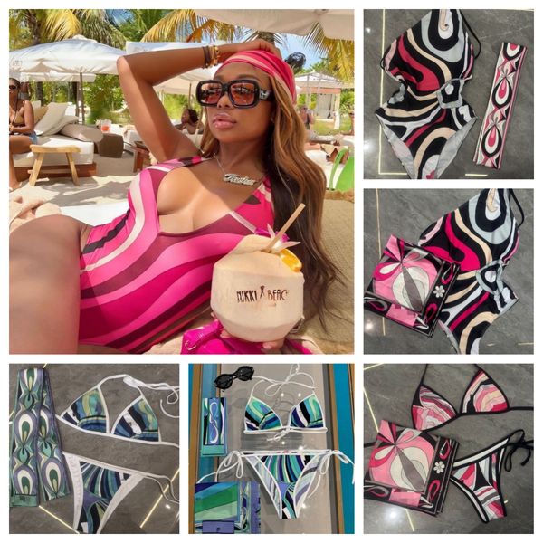 Women's Bikini Swimsuit Colorful Split V Neck 3 Piece Set With Scarf Skirt Sexy Designer Beachwear For Vacation Bathing Suits - Apparel - zorviavip