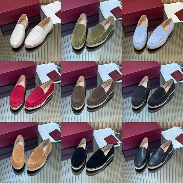 2026 New Women's Chic Espadrille Flats Designer Loafers Straw Woven Slip-On Slippers Soft Suede Leather Casual Summer Shoes 1034 - Shoes & Accessories - zorviavip