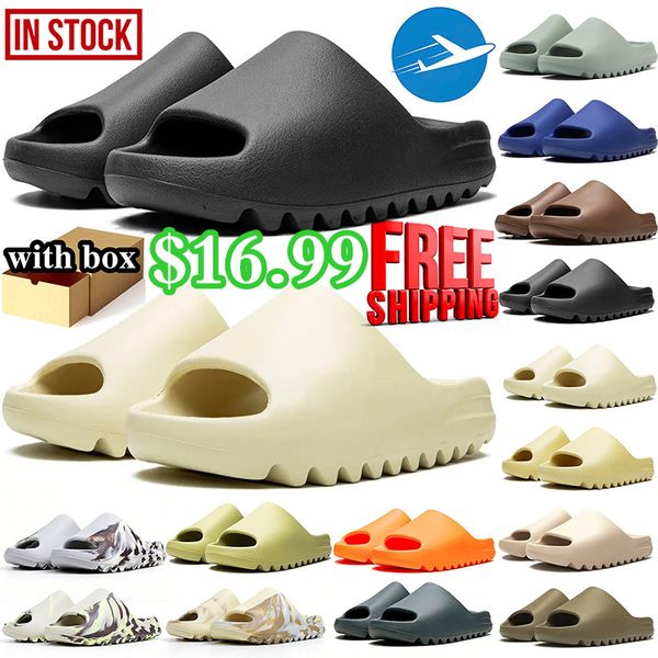 free shipping with box designer mens womens slides slippers sandals desert sand Bone Resin Slate Grey Glow Green slide sandal shoes summer - Shoes & Accessories - zorviavip