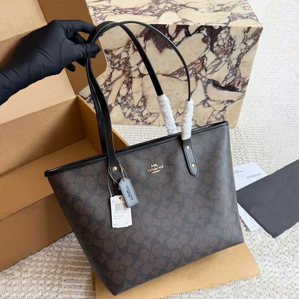 Designer Bag Shoulder Bag Handbag City tote bag Classic Brown and Black Monogram Bag Classic coated monogram canvas Smooth leather trim Bag Best Selling Commuter Bag - Bags, Luggage & Accessories - zorviavip
