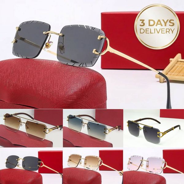 With Box Luxury Men Sunglasses for Women Designer 7234 Diamond Cut Lenses Gold Frame Square Buffalo Sun Glasses UV400 Outdoor Driving Shades 3-7 Days Fast Delivery - zorviavip
