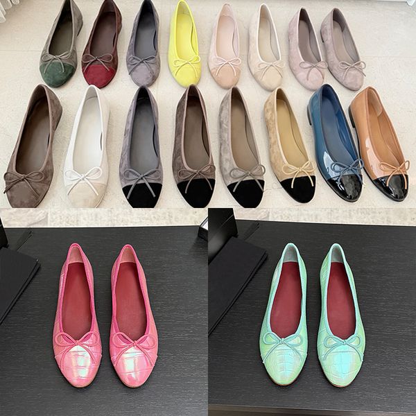 Top Quality Women Suede Ballet Flats Designer Velvet Loafers Bow Mesh Sandals Dinner Dress Shoes Girls Slip-On Wedding Party Boat Shoes 891 - Shoes & Accessories - zorviavip