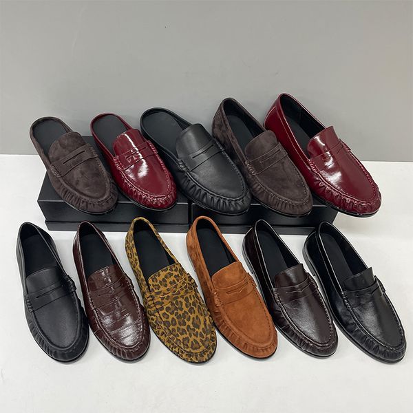 Top Quality Ruched Penny Loafers Le Loafers Backless Mules Designer Men Women Creased Real Leather Suede Slip On Flat Dress Shoe Classic Daily Street Shoe Size EU35-47 - Fashion Collection - zorviavip