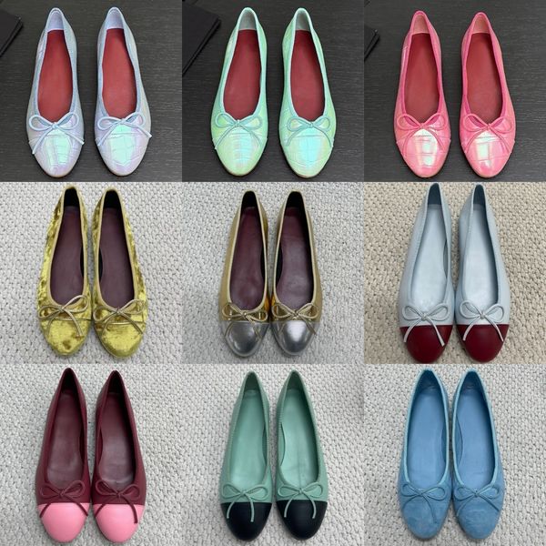26 Womens Designer Shoes Ballet Flats Loafers colorful suede leather Mesh Dress Shoes Dolly Ballerine Flat Fashion Bow Sandals Slides Bridal Wedding Shoes 1205 891 - Shoes & Accessories - zorviavip