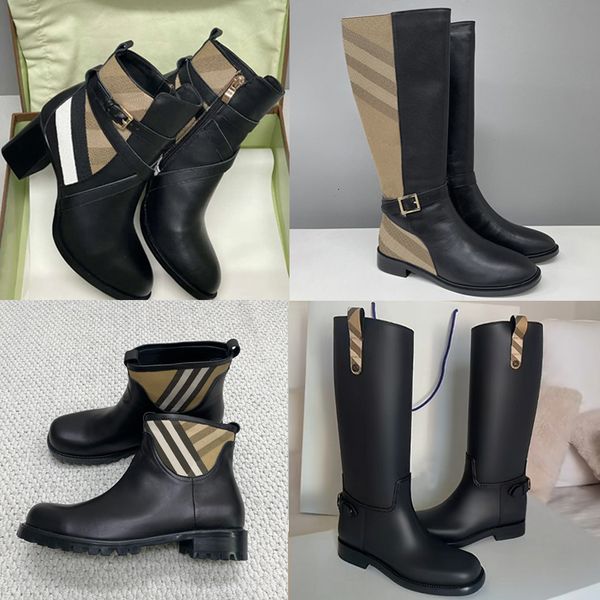 designer boots check leather ankle boots women martin boots over the knee high boots low heel real leather warm booties snow shoes winter boots high heel boots 633 - Shoes & Accessories - zorviavip