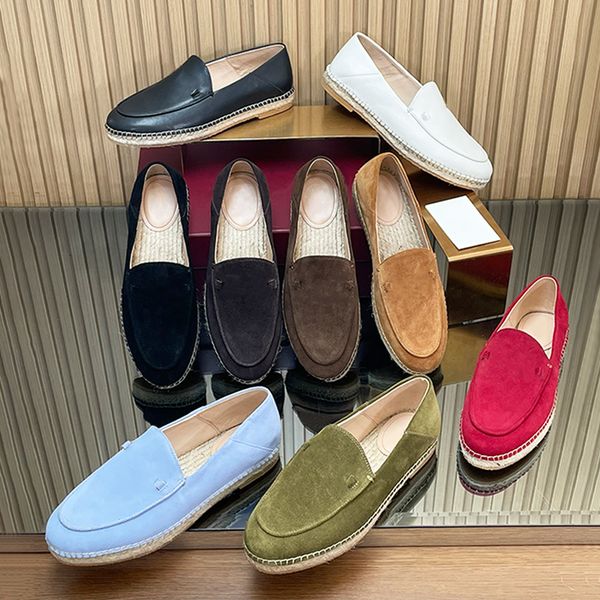 Chic Women Loafer Slides Espadrille Mules Straw Woven Suede Leather Designer Casual Shoes Backless Loafers Breathable Straw Mesh 1034 - Shoes & Accessories - zorviavip