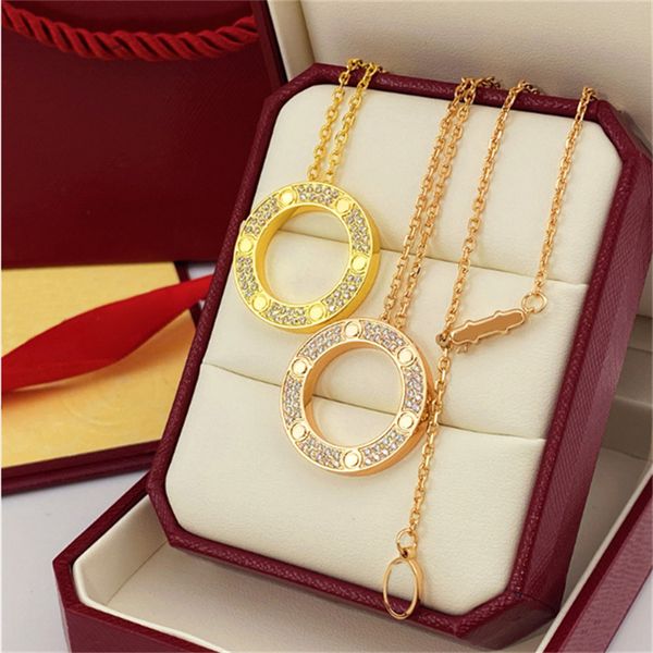 Luxury Designer Necklace Diamond Screw Love Necklaces For Men Cool Aesthetic Double Hoop Cjeweler Chains Woman Pendant Necklaces Ladies jewlery designer for women - Jewelry - zorviavip