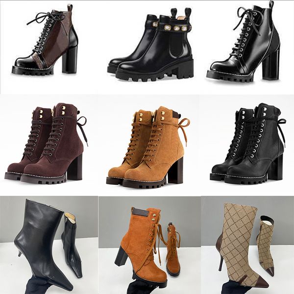 2026 Designer Star Trail Ankle Boots Martin Desert Boot High Heels Boots Women Leather Boots Vintage Print Jacquard Textile Fashion Platform Suede Boot Shoes 013 - Shoes & Accessories - zorviavip