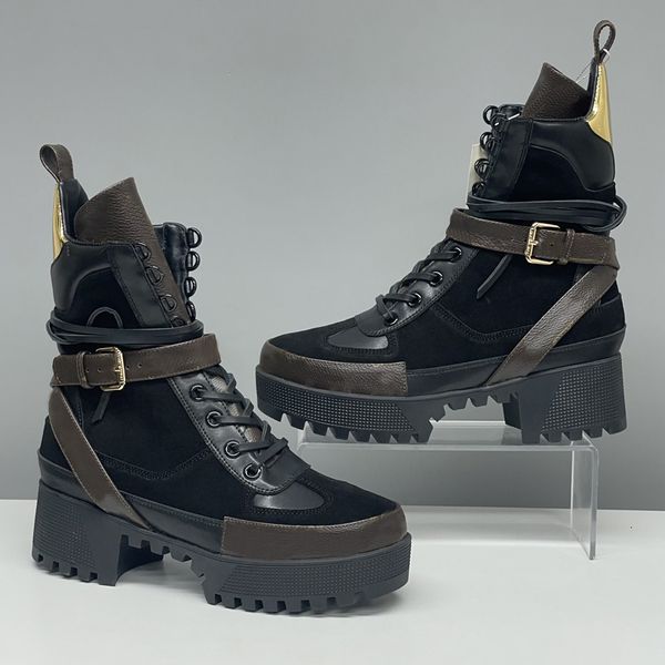 EU42 Designer Women Boots Winter Martin Boots Classic New Low High Heels Boots Vintage Print High QualityAnkle Boots Desert Boot Snow Shoes Winter Shoes 013 - Shoes & Accessories - zorviavip