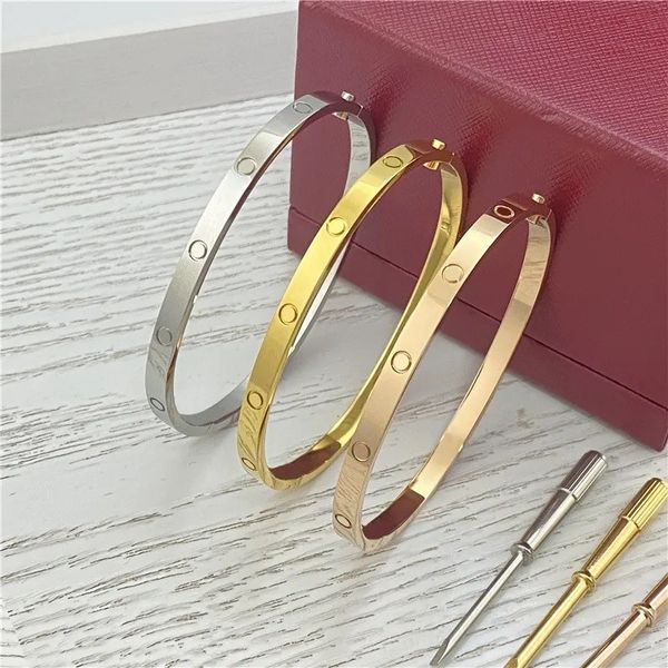 4mm 6mm love Bangles ring Titanium Steel Bracelet with ZC Stone Screwdriver C Bracelets for Women Men Lover with Gift Box DUST BAG S12103 - Fashion Accessories - zorviavip