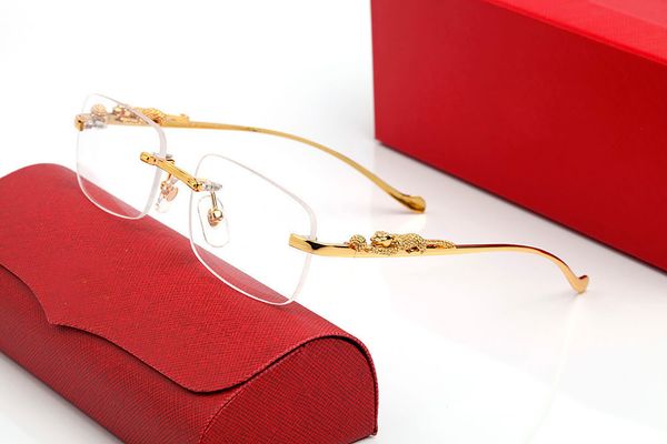 Fashion Designer Sunglasses For Women Vintage Mens Buffalo Horn Glasses Panther Gold Silver Metal Legs Rimless Sunglass Mens Travel Tour Eyeglasses Lunettes gafas - zorviavip