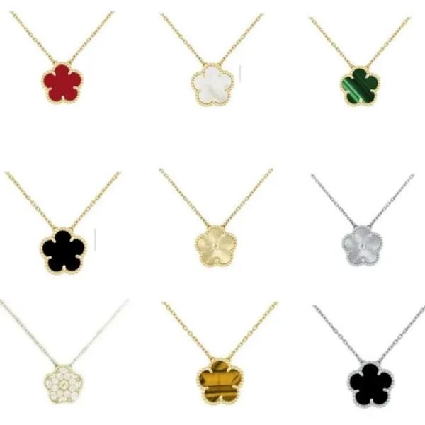 5 flower jewelry luxury designer necklace clover necklace women mother of pearl diamond stainless steel chain plated gold pendant silver wedding necklaces woman - Jewelry - zorviavip