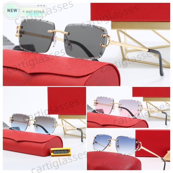 Luxury Designer Sunglasses Mens Rimless Panther Sunglasses Womens Polarized UV Protection Sun Glasses Vintage Driving Shades Lunettes De Soleil Femme - Bags, Shoes & Accs - zorviavip