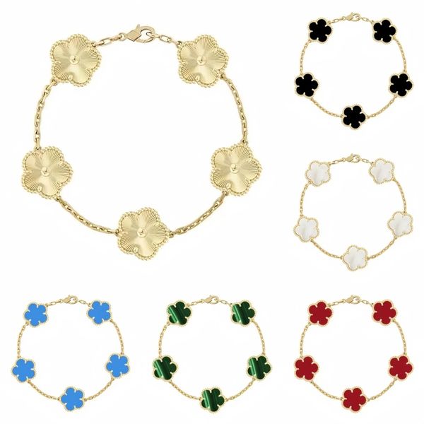 have 5 flower bracelet designer jewelry women bangle classic wedding gift white mother-of-pearl diamond bracelet fashion charm 18K gold plated 4 leaf clover bracelet - Jewelry - zorviavip