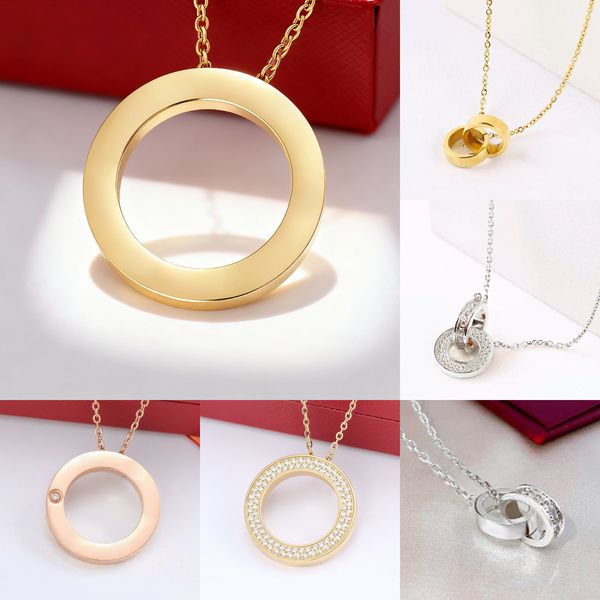 love necklace luxury jewelry designer necklace for woman circle pendant necklace with diamond 45cm screw necklace cross stone stainless steel necklace womens gift - Jewelry - zorviavip