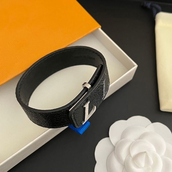 Luxury Men Leather Bracelet Bangle Black With Womens Birthday Gifts Bangle Hand Jewelry Christmas Fashion Style Gift Bracelet - Jewelry - zorviavip