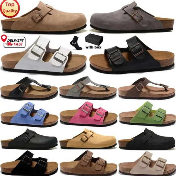 With Box Designer Clogs Sandals clog Slippers Cork Flat High Quality Fashion Summer Genuine Leather Slide Favourite Beach Casual Shoes Women Men 35-45 - Shoes & Accessories - zorviavip