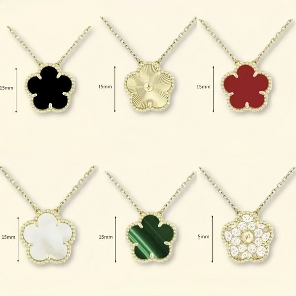 flower necklace designer for women classic clover necklace 15mm stainless steel iewlery mother of pearl diamonds pendant necklace designer iewelry women gift box - Jewelry - zorviavip
