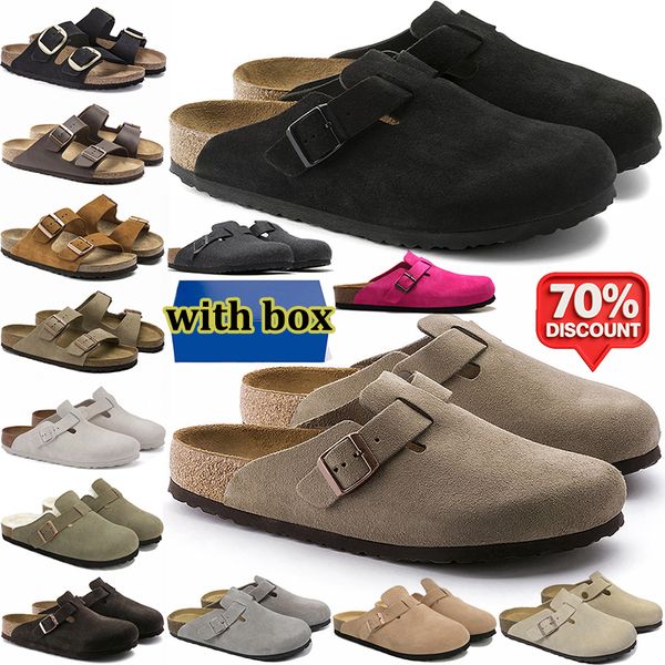 free shipping with box designer slippers men women clogs suede leather mules mens stylish slides outdoor comfortable sandals black brown sand grey shoes - Shoes & Accessories - zorviavip